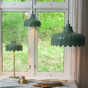 Lampa wisząca zielona Wells 43cm szałwiowa